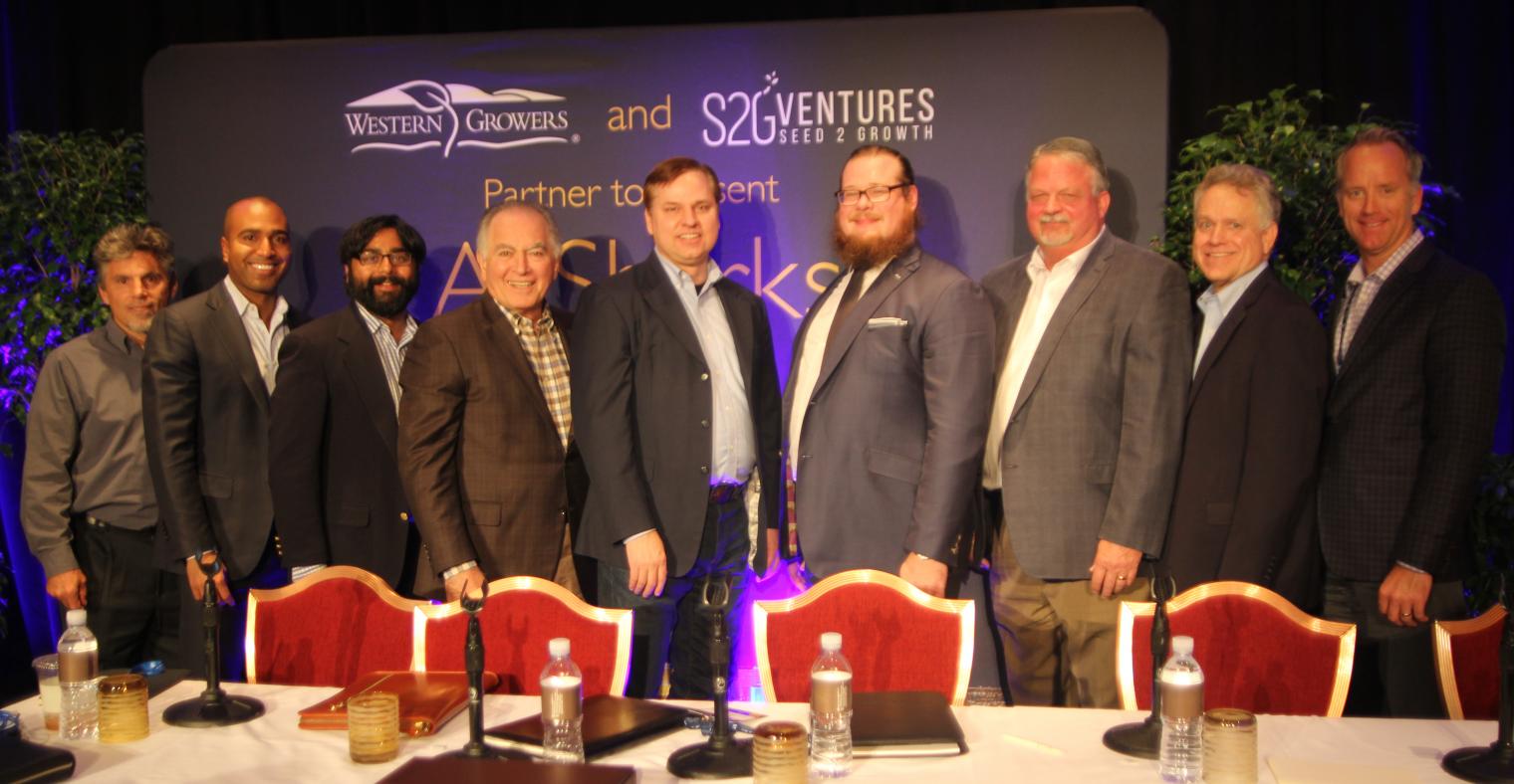 (left to right) Chuck Templeton, Managing Director at S2G Ventures; Matthew Walker, Principal at S2G Ventures; Sanjeev Krishnan, Managing Director and CIO at S2G Ventures; Tom Nassif, President &amp; CEO at Western Growers; Bruce Rasa, CEO at AgVoice; Aidan M
